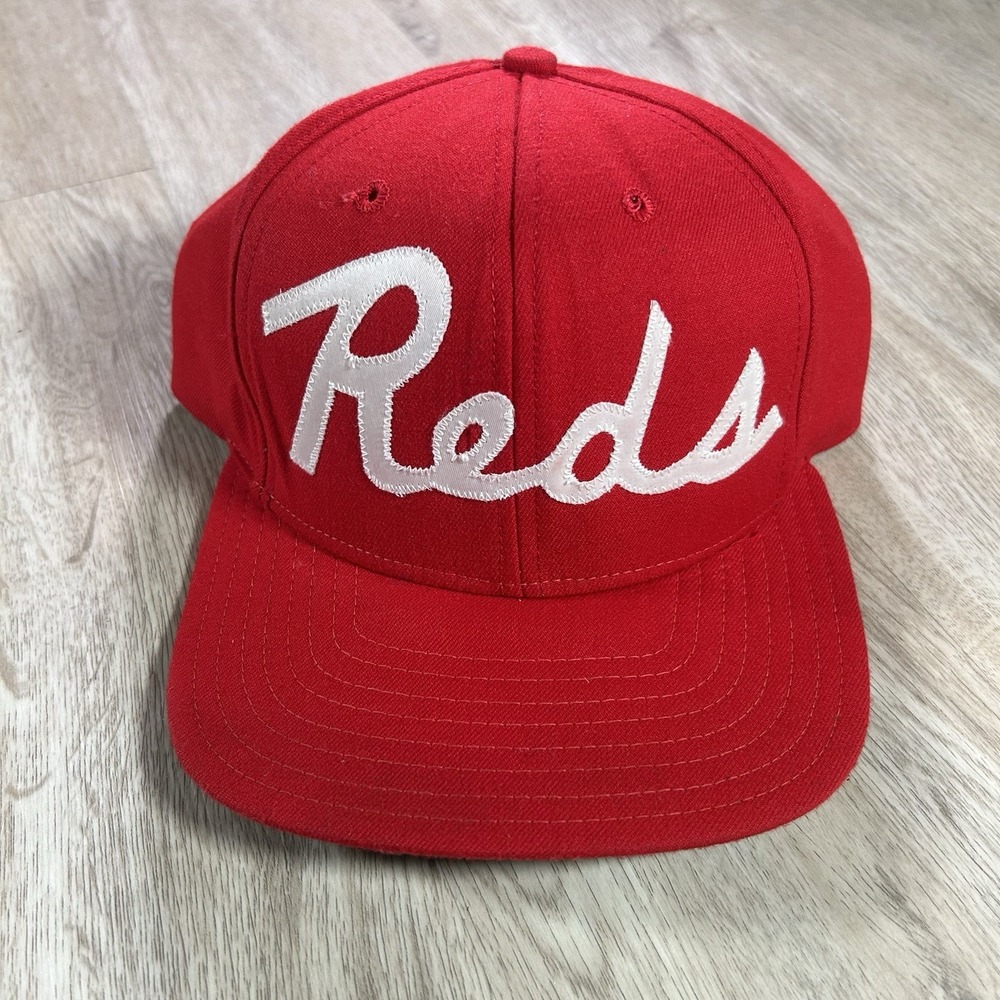 VTG New Era Cincinnati Reds Snapback Hat MLB Baseball Red Wool Cap Made in USA